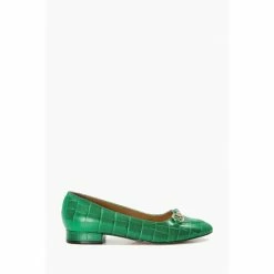 Dune London Green Hippy Snaffle Ballerinas