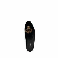 Dune London Shamar Backless Crest Black Loafers -Dune London Sales unnamed file 1001
