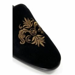 Dune London Shamar Backless Crest Black Loafers -Dune London Sales unnamed file 1002
