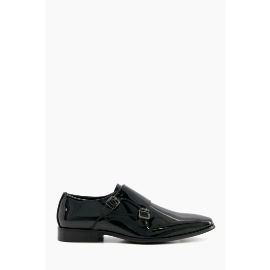 Dune London Black Stone Patent Double Buckle Shoes 3 Dune London Black Stone Patent Double Buckle Shoes