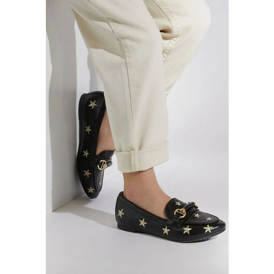 Dune London Gia Black Star Embroidered Loafers 7 Dune London Gia Black Star Embroidered Loafers - Image 5