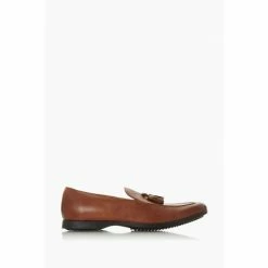 Dune London Perth Di Tassel Detail Brown Loafers