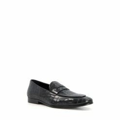 Dune London Stoma Croc Effect Emboss Penny Black Loafers -Dune London Sales unnamed file 1188