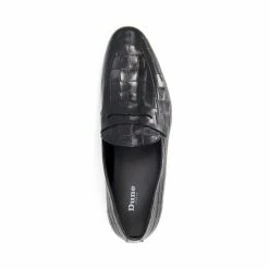 Dune London Stoma Croc Effect Emboss Penny Black Loafers -Dune London Sales unnamed file 1190