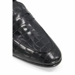 Dune London Stoma Croc Effect Emboss Penny Black Loafers -Dune London Sales unnamed file 1191