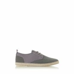 Dune London Grey Flask Lace Up Mesh Espadrilles