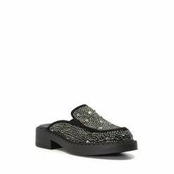 Alternative view of Dune London Galaktic Backless Hotfix Embellished Black Loafers