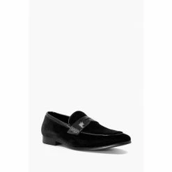 Alternative view of Dune London Sensei Velvet Saddle Black Loafers