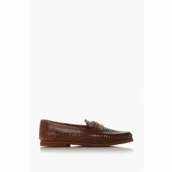 Dune London Tan Brown Brighton Rock Woven Leather Loafers