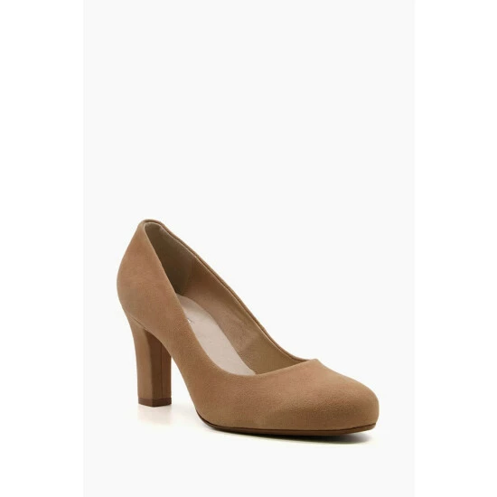 Dune London Ashen Brown Comfort Mid Block Heel Court Shoes 5 Dune London Ashen Brown Comfort Mid Block Heel Court Shoes - Image 3