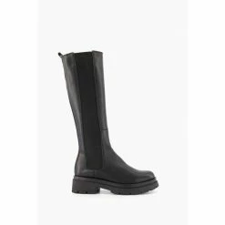 Dune London Tempas Chelsea Black High Leg Boots