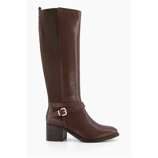 Dune London Brown Tildings Strap Detail High Leg Boots 7 Dune London Brown Tildings Strap Detail High Leg Boots - Image 5