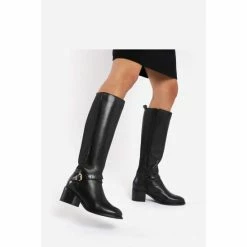 Dune London Black Tildings Strap Detail High Leg Boots -Dune London Sales unnamed file 1421