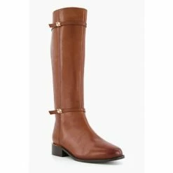 Alternative view of Dune London Brown Tap Buckle Trim High Boots