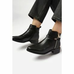 Dune London Black Pap Buckle Trim Ankle Boots -Dune London Sales unnamed file 1438