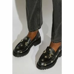 Dune London Gravitate Star Embroidered Black Chunky Loafers -Dune London Sales unnamed file 145