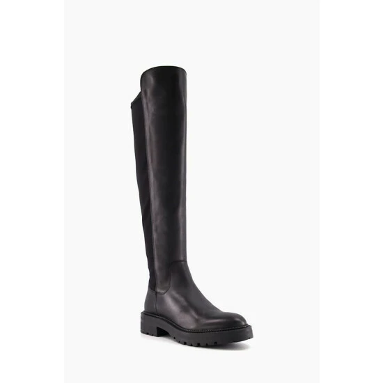 Dune London Tella Black Cleated Stretch High Boots 4 Dune London Tella Black Cleated Stretch High Boots - Image 2
