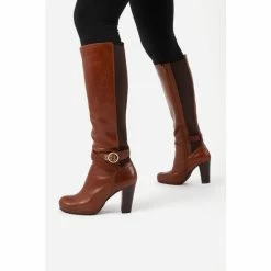 Dune London Brown Sabrena Elasticated Buckle Boots -Dune London Sales unnamed file 1476
