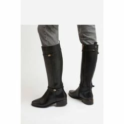 Dune London Black Tap Buckle Trim High Boots -Dune London Sales unnamed file 1482