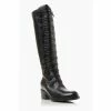 Dune London Pixie D Black Button Detail Leather Knee High Boots -Dune London Sales unnamed file 1501