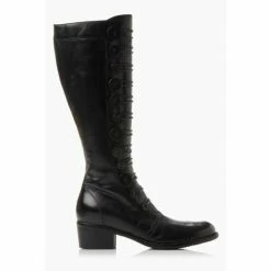 Dune London Pixie D Black Button Detail Leather Knee High Boots -Dune London Sales unnamed file 1503