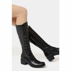 Dune London Pixie D Black Button Detail Leather Knee High Boots -Dune London Sales unnamed file 1506