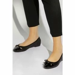 Dune London Wide Fit Hartlyn Black Toe Cap Bow Ballerinas -Dune London Sales unnamed file 152