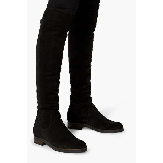 Dune London Tropic Black Over The Knee Suede Stretch Boots 8 Dune London Tropic Black Over The Knee Suede Stretch Boots - Image 6