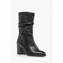 Dune London Black Rosa Slouch Heeled Calf Boots