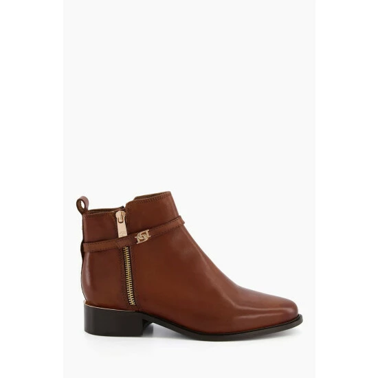 Dune London Brown Pap Buckle Trim Ankle Boots 3 Dune London Brown Pap Buckle Trim Ankle Boots