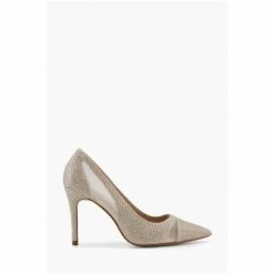Dune London Gold Banquet Mesh Cut Out Court Shoes
