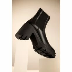 Dune London Prized Heeled Monster Sole Black Boots