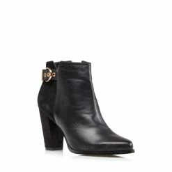 Alternative view of Dune London Black Olla Buckle Detailed Heeled Ankle Boots