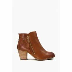 Dune London Wide Fit Paice Zip-Up Brown Ankle Boots