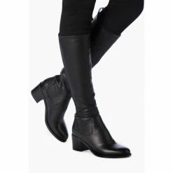 Dune London Black Telling Mid Block Heel Knee High Boots -Dune London Sales unnamed file 1617