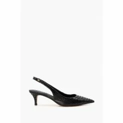 Dune London Capitol Kitten Black Slingback Shoes