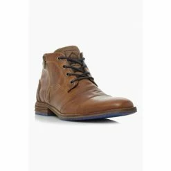 Dune London Brown Captains Double Toe Cap Detail Leather Boots
