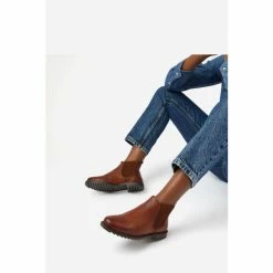Dune London Brown Pedal Faux Fur Lined Cropped Low Boots -Dune London Sales unnamed file 1695