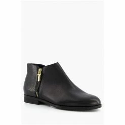 Dune London Black Pandie Side Zip Cropped Ankle Boots -Dune London Sales unnamed file 1716