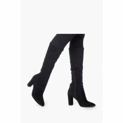 Dune London Black Siren Stretch Block Heel Almond Toe Boots -Dune London Sales unnamed file 1719