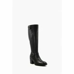 Alternative view of Dune London Trelise Black Double Buckle Block High Boots