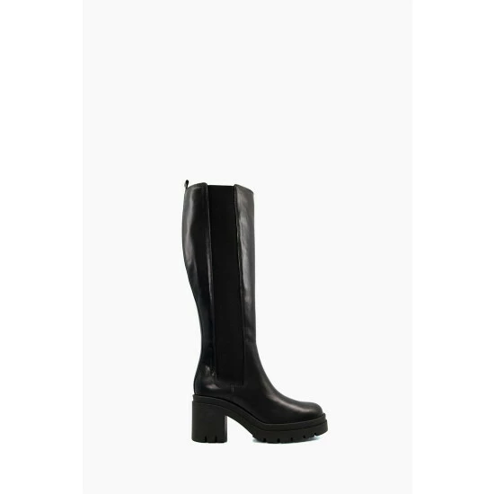 Dune London Time High Leg Heeled Black Boots 3 Dune London Time High Leg Heeled Black Boots