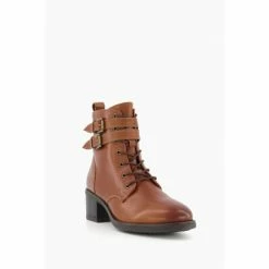 Alternative view of Dune London Brown Paxan Buckle Detail Heeled Boots