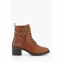 Dune London Brown Paxan Buckle Detail Heeled Boots -Dune London Sales unnamed file 1795