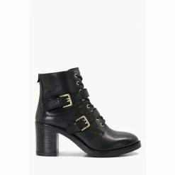 Dune London Passion Double Buckle Block A Black Boots