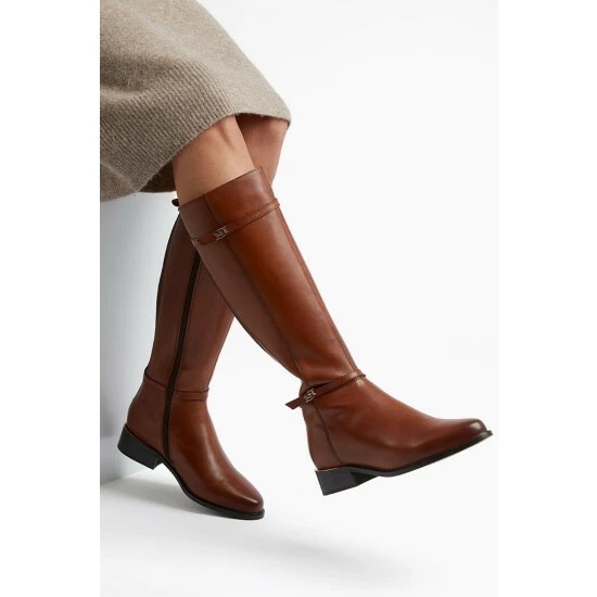 Dune London Brown Wf Tap Buckle Trim High Boots 7 Dune London Brown Wf Tap Buckle Trim High Boots - Image 5