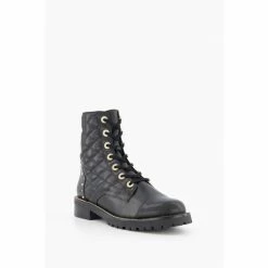 Alternative view of Dune London Black Pampas Quilted Pearl Eyelet Boots