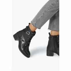 Dune London Black Paxtone Buckle Detail Heeled Hiker Boots -Dune London Sales unnamed file 1851