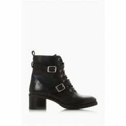 Dune London Black Paxtone Buckle Detail Heeled Hiker Boots -Dune London Sales unnamed file 1852