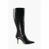 Dune London Spritz Heeled Pointed Croc Effect Black Boots -Dune London Sales unnamed file 1864